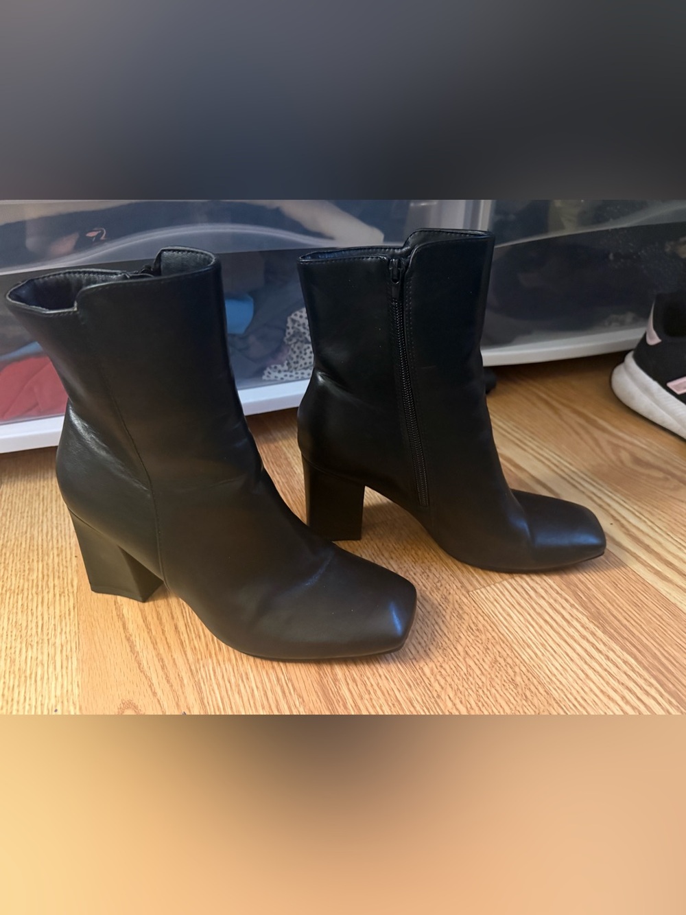 Black Ankle Boots with Block Heel - Women's size 7